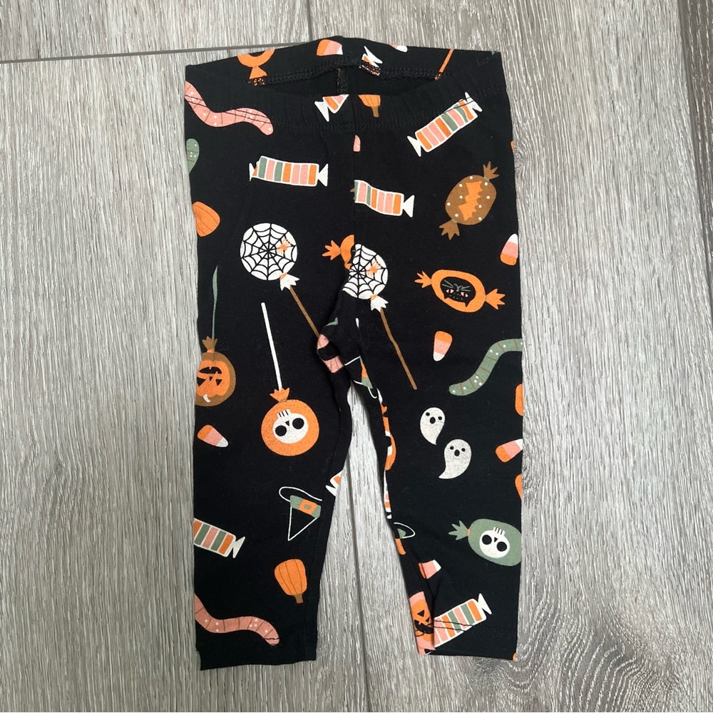 CAT AND JACK HALLOWEEN CANDY LEGGINGS BLACK 12MO